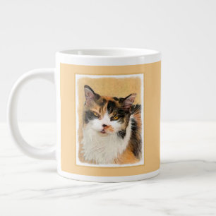 Grande Tasse Peinture de chat Calico - Cute Original Cat Art