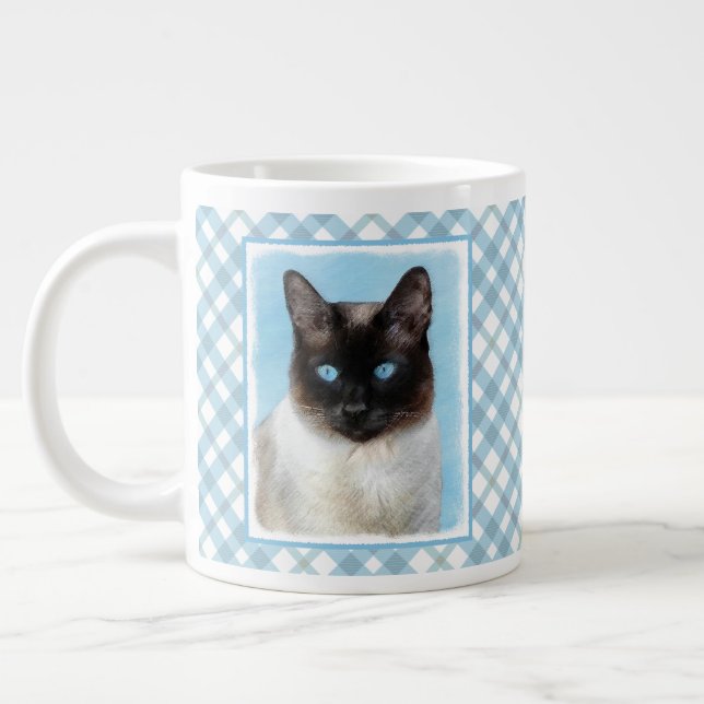 Grande Tasse Peinture de chats de Siamese Art animal original (Gauche)
