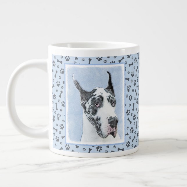 Grande Tasse Peinture de Great Dane (Arlequin) - Art original d (Gauche)