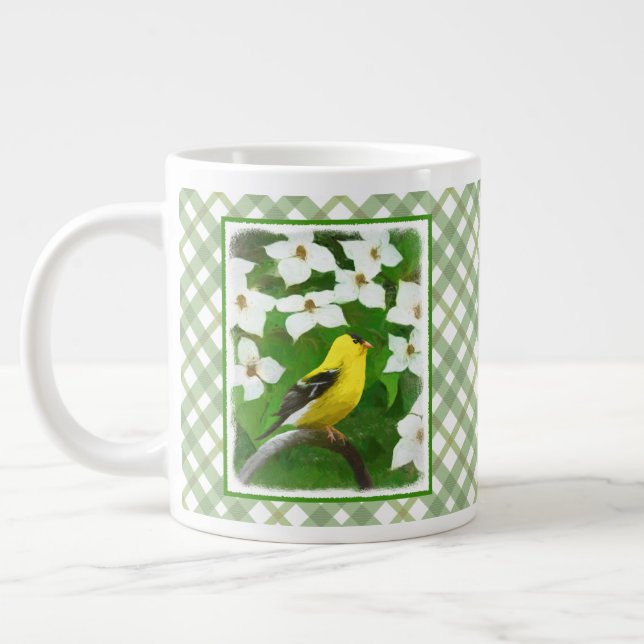 Grande Tasse Peinture Goldfinch - Cute Original Chien Art (Gauche)