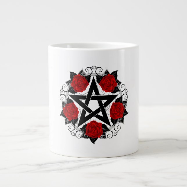 Grande Tasse Pentagramme aux roses rouges (Devant)