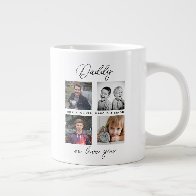 Grande Tasse Père avec Enfants Famille Papa 4 Photo Collage (Droite)