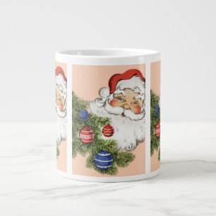Grande Tasse Père Noël de Noël vintage avec ornements d'arbre