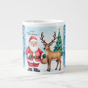 Grande Tasse Père Noël et renne, Joyeux Noël