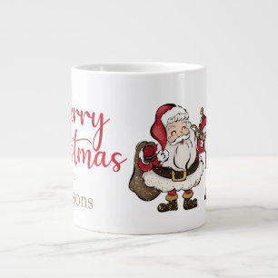 Grande Tasse Père Noël et Rudolph Nom personnalisé Noël