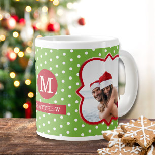 Grande Tasse Père Noël Nice Liste de Noël Photo Monogramme Nom