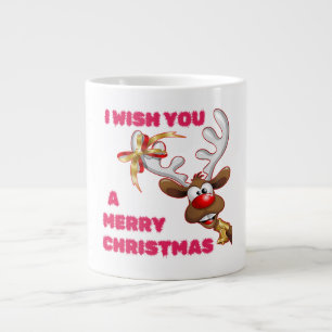 GRANDE TASSE PÈRE NOËL REINDEER VOUS SOUHAITE UNE JOLIE NOËL