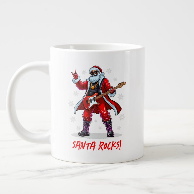 Grande Tasse Père Noël Rocks ! Funny Père Noël jouant de la gui (Gauche)