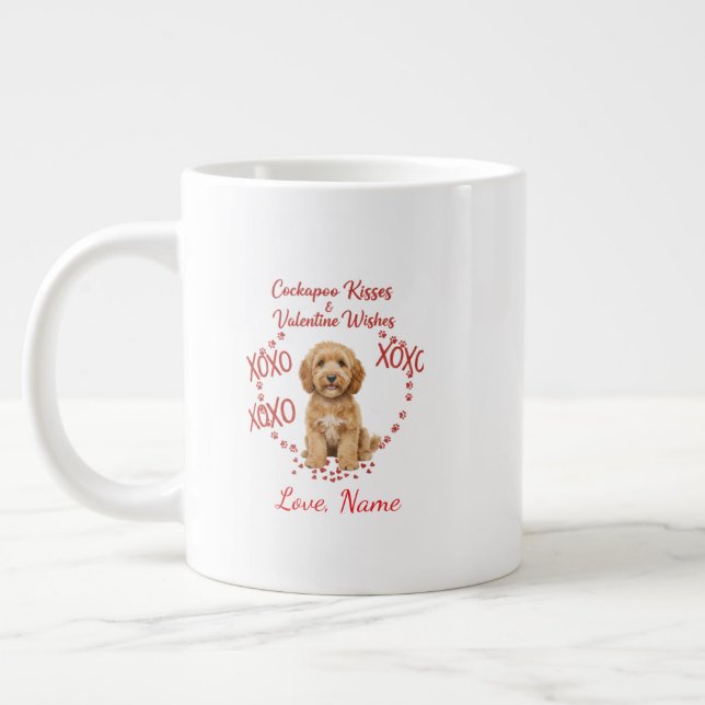 Grande Tasse Personalised Cockapoo Kisses Valentine Wishes (Gauche)