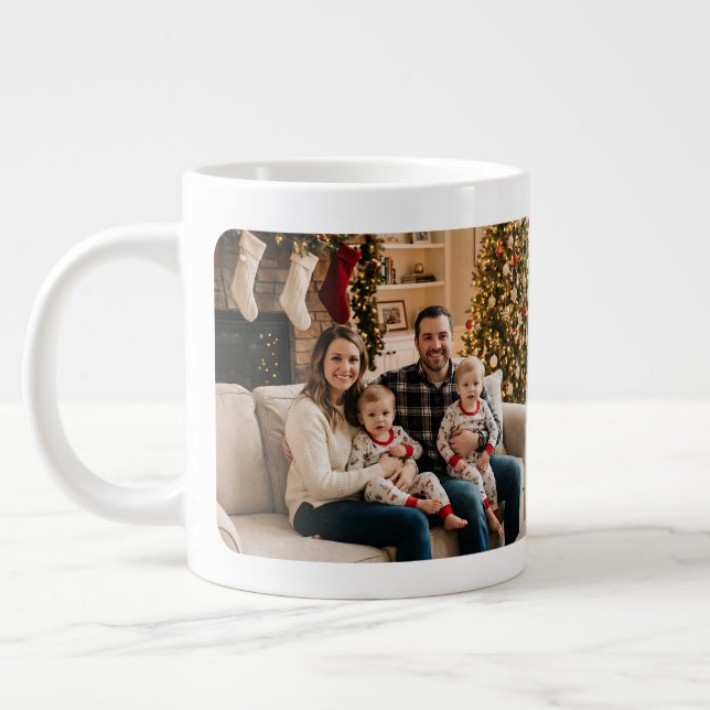 Grande Tasse Personalized Christmas Tree Family Photo  (Gauche)