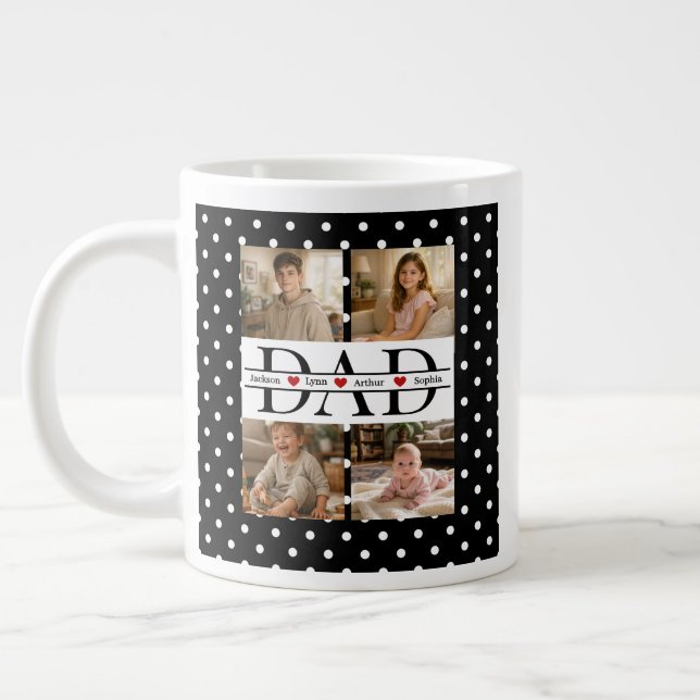 Grande Tasse Personalized Dad Photo Collage & Kids Name (Gauche)