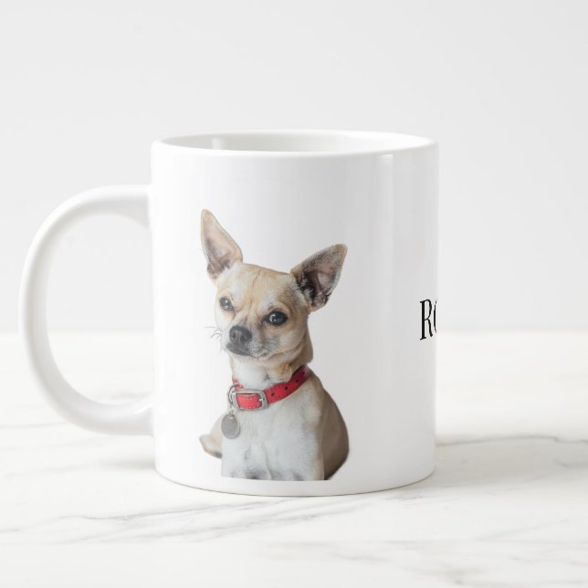 Grande Tasse Personalized Dog Photo | Custom Pet Name  (Gauche)