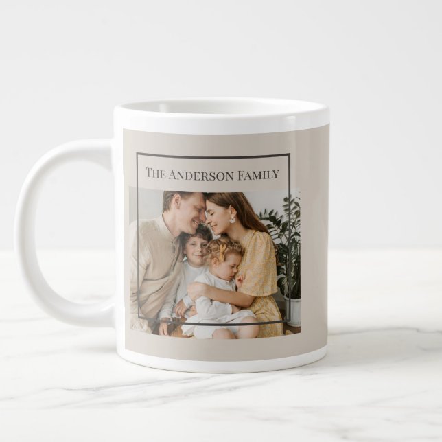 Grande Tasse Personalized Family Photo | Custom Family Name  (Gauche)