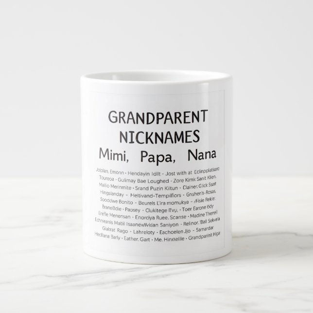 Grande Tasse Personalized Grandparent Nicknames Print | Mimi, P (Devant)