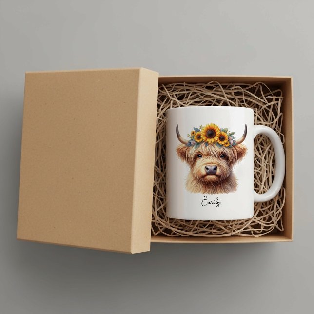 Grande Tasse Personalized Highland Cow – Cute Rustic  (Créateur téléchargé)