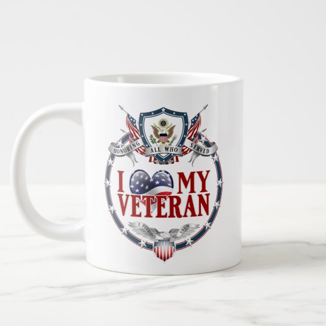 Grande Tasse Personnalisable I Luv My Veteran 20oz (Gauche)