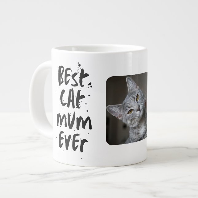 Grande Tasse Personnalisé Meilleur chat Maman Toujours Moderne  (Devant gauche)