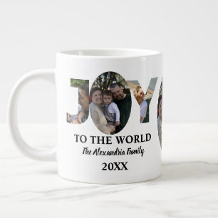 Grande Tasse Personnalisé moderne 3 photo collage joie au monde