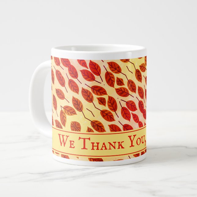 Grande Tasse Personnalisé THANKSGIVING Automne Feuilles Automne (Devant gauche)
