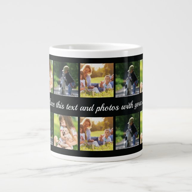 Grande Tasse Personnaliser photo collage et texte géant café mu (Devant)
