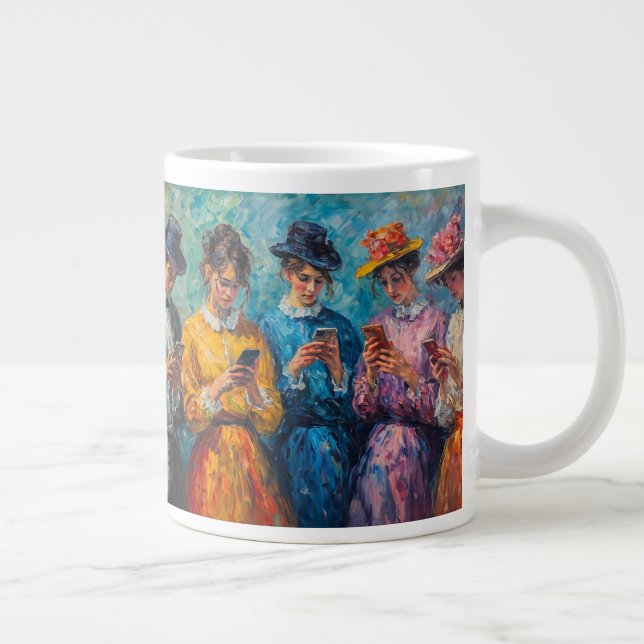 Grande Tasse Personnes du 19e siècle utilisant des smartphones (Droite)