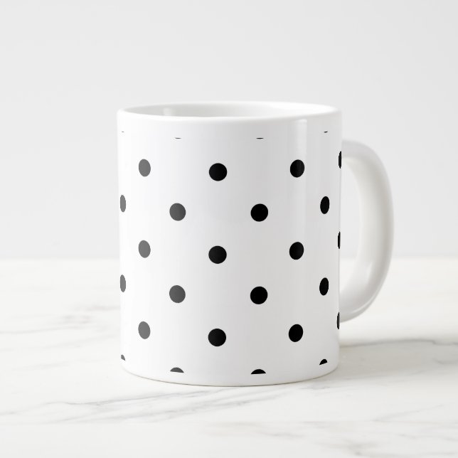 Grande Tasse Petit Motif Pois :Noir & Blanc (Devant droit)