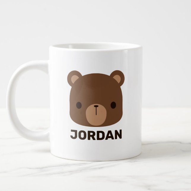 Grande Tasse Petit ours Brown mignon avec nom personnalisé (Gauche)