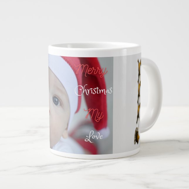Grande Tasse Photo bébé du Père Noël mignon (Devant droit)