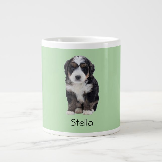 Grande Tasse Photo de chien personnalisée - Pastel Green avec n (Devant)