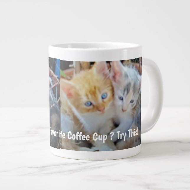 Grande Tasse Photo de deux chatons mignons drôles (Devant droit)