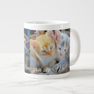 Grande Tasse Photo de deux chatons mignons drôles devant, cœur 