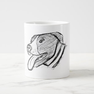 Grande Tasse photo de pitbull dessiné à la main amateur de chie