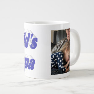Grande Tasse Photo Papa avec texte bleu