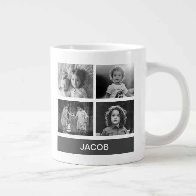Grande Tasse Photo personnalisée en noir et blanc (Droite)