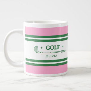 Grande Tasse Photo personnalisée Pink & Green Golf
