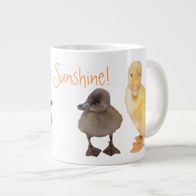 Grande Tasse Photographies adorables de canards jaunes et gris (Devant droit)
