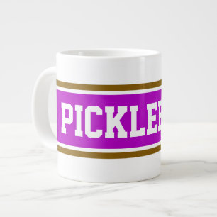 Grande Tasse PICKELBALL amusant rose blanc Brown rayures