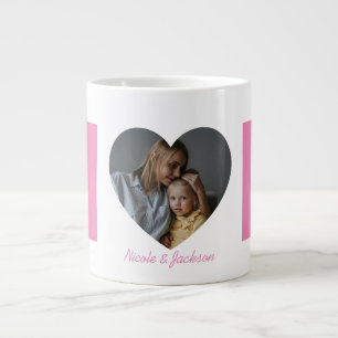 Grande Tasse Pink Mom Heart Photo Nom Fête des mères