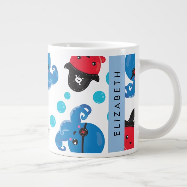 Grande Tasse Pirate Octopus, Motif Octopus, Mer, Votre Nom (Droite)