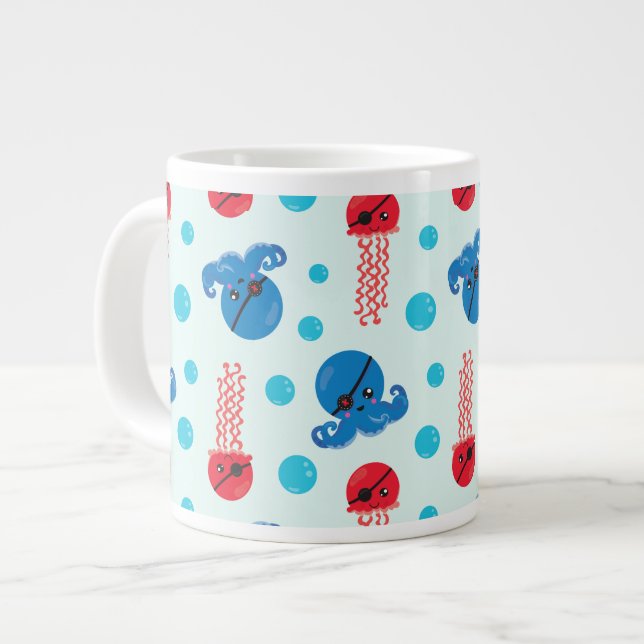 Grande Tasse Pirate Octopus, Pirate Jellyfish, Sea Animaux (Devant gauche)