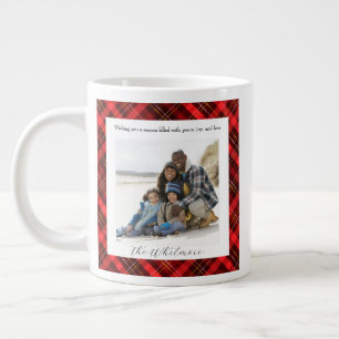 Grande Tasse  Plaid Rouge Cozy Noël Rustique Monogramme 2 Photo