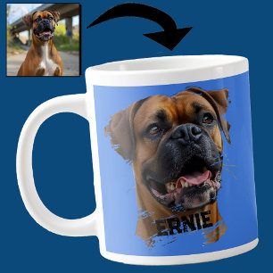 Grande Tasse Plaisir unique Boxer Chien Papa Lover Photo Bleu