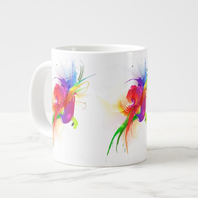 Grande Tasse Plaques de peinture Abstraites Rainbow Lorikeet (Devant gauche)