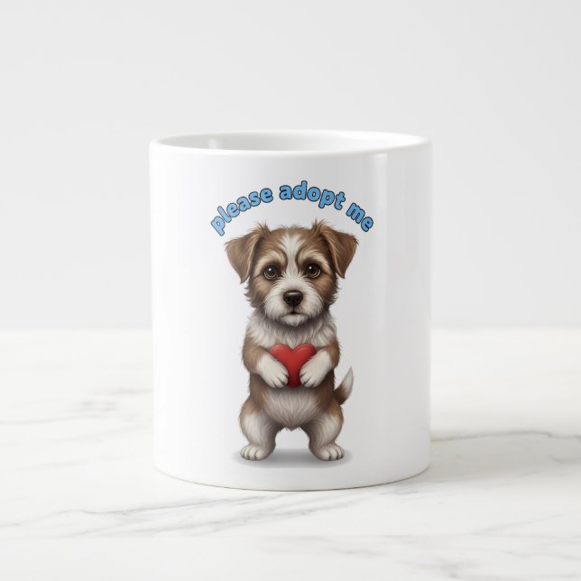 Grande Tasse Please Adopt Me – Cute Rescue Dog Illustration wit (Devant)