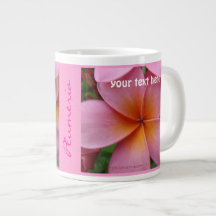 Grande Tasse Plumeria rose Fleur tropicale Nom personnalisé Ju