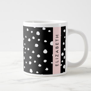 Grande Tasse Points dalmatiens, Spots, Noir et Blanc, Votre nom