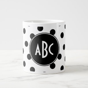 Grande Tasse Pois blancs et noirs monogrammes