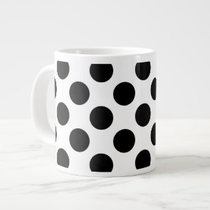 Grande Tasse Pois, Motif Polka Dot, noir et blanc