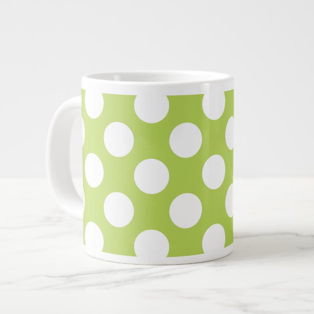 Grande Tasse Pois verts, Motif à points Polka, points, pointill (Devant gauche)