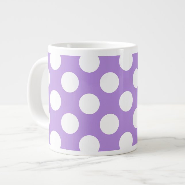Grande Tasse Pois violets, Motif à points Polka, points, pointi (Devant gauche)